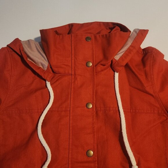 Ann Taylor LOFT Anorak Utility Jacket Hooded Lined Red Womens Medium NEW NWT - Picture 6 of 15